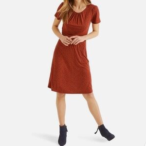 Boden Evangeline Floral Soft Jersey Dress Burnt Orange Rust Size 6